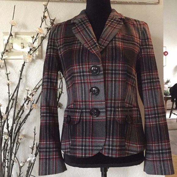 Talbots Jackets & Blazers - Talbots Petites Wool Blend Plaid Blazer